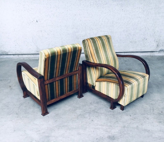 Image 1 of Art Deco Reclining Bentwood Armchair Lounge Chair Set 1930's