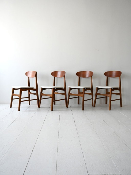 Set of 4 Vintage Scandinavian Teak Chairs from the 1950s