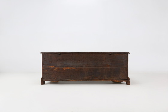 Image 1 of Large 18th Century Carved Oak Chest Linen Trunk, France