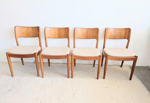 Set vintage di 4 sedie da pranzo danesi in teak, Glostrup Möbelfabrik