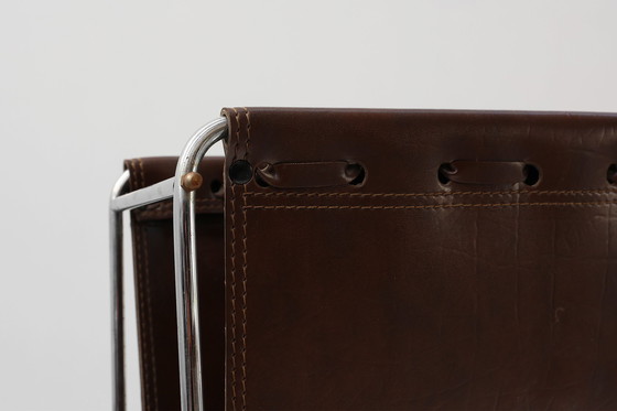 Image 1 of Vintage tijdschriftenrek in chroom en kunstleer, Frankrijk 1960