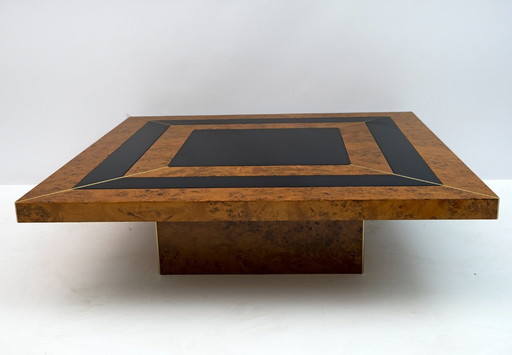 Art Déco Style Italian Walnut and Lacquer Coffee Table, 1970s
