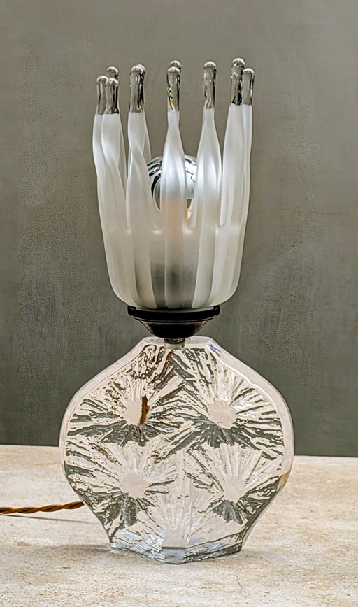 Daum France Crystal "Crater" Table Lamp