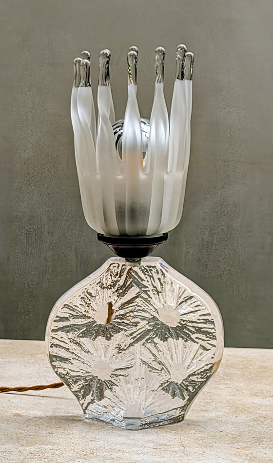 Image 1 of Daum France Crystal "Crater" Table Lamp