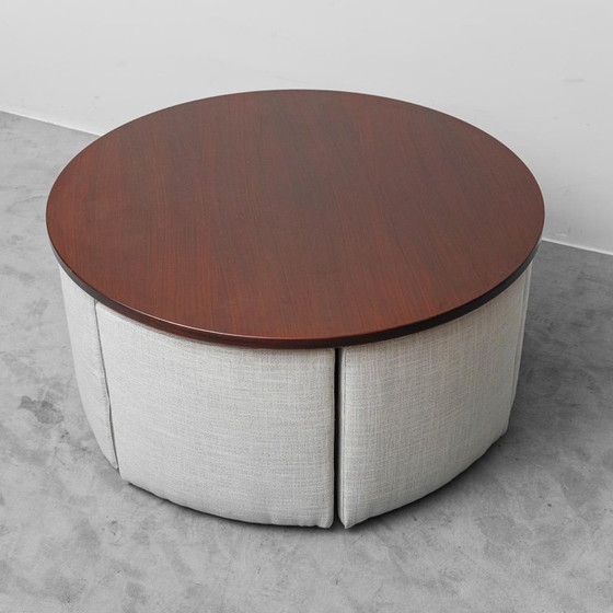 Image 1 of SET DA PRANZO VINTAGE ANNI '70 IN STILE MODERNO CON TAVOLO ROTONDO E 6 SEDIE