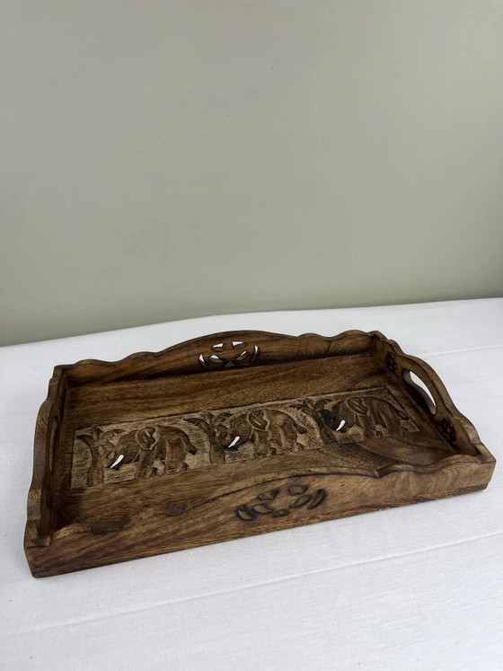 Vassoio decorativo vintage in legno – fregio di elefanti – Accessori da tavola, Wood (photo 2 of 10)