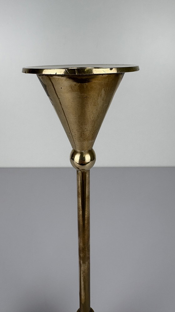 Image 1 of 2 x bougeoirs vintage en laiton de Christian de Beaumont