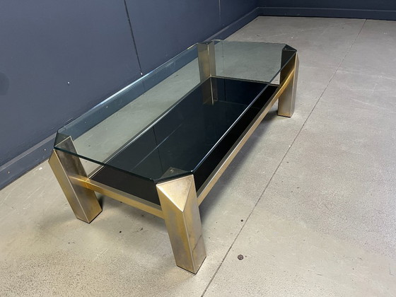 Image 1 of Table basse vintage plaquée or 23 carats de Belgochrom, années 1970