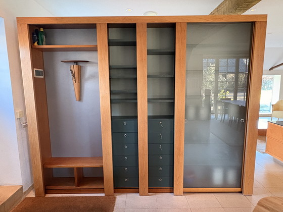 Image 1 of Mobile espositivo e portaoggetti bifacciale - Modernismo italiano in legno e lacca