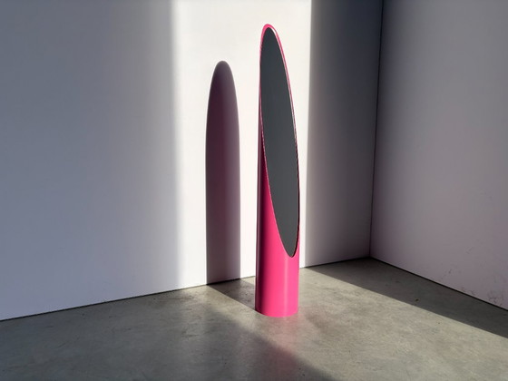Unghia mirror by Rodolfo Bonetto, Italy 1970s, Glass, Plastic, Pink, Vintage (photo 9 of 10)