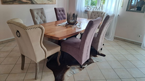Table à manger et chaises au design élégant, Salles à manger complètes, Métal, Bois, Noir (photo 4 sur 7)