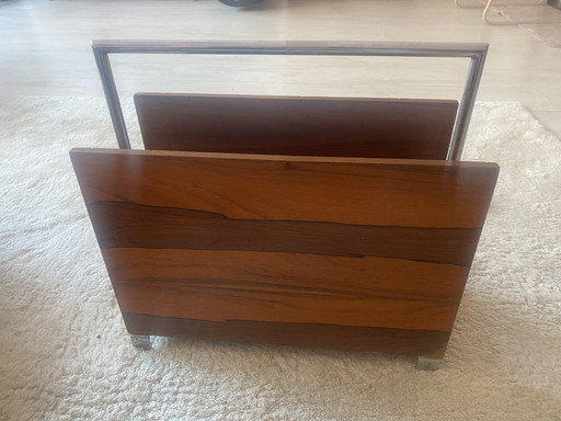 Mid Century krantenrek palissander en chroom