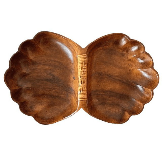 Image 1 of Ciotola vintage in legno di conchiglia di metà secolo, in legno di scimmia, anni '70