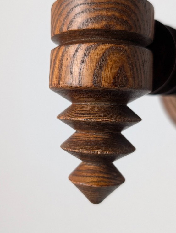 Image 1 of Par de apliques de pared franceses de madera torneada de Charles Dudouyt, década de 1940