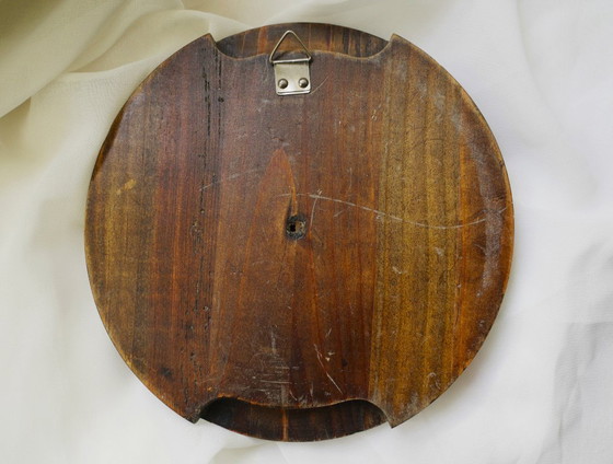 Image 1 of Arte floreale dipinta a mano su legno, decorazione da parete rotonda vintage, regalo per gli amanti dell'arte