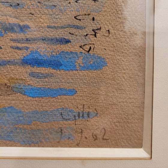 Image 1 of Aquarelle sur papier « Pont Marie, Paris », post-impressionnisme, signée Gilis, 1962 - France