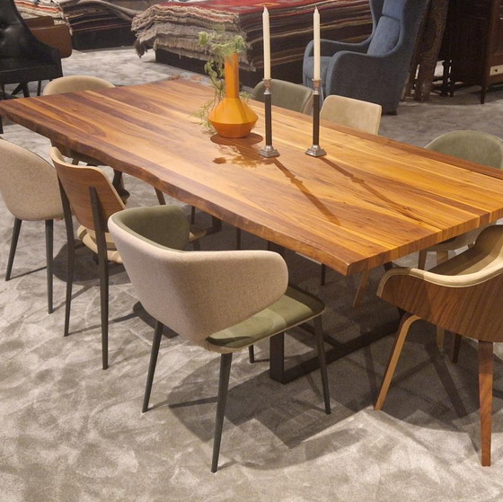 Image 1 of Table de salle à manger MIDJ en noyer - 250x108 avec chaises de salle à manger MIDJ (ensemble de 8)