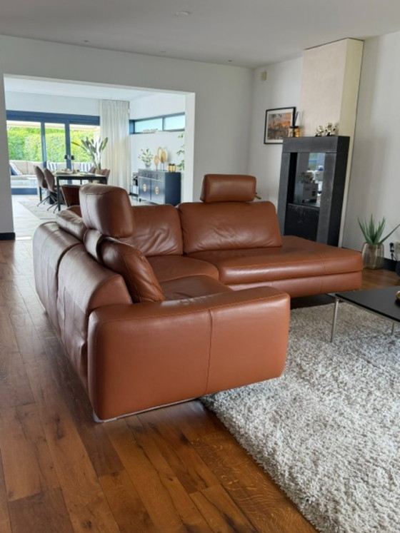 Image 1 of ROM1961 Radioso corner sofa 260x210x80 Cognac leather + recliner