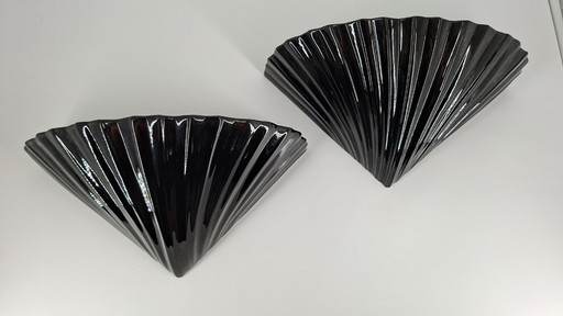 Set of 2 vintage shell wall sconces