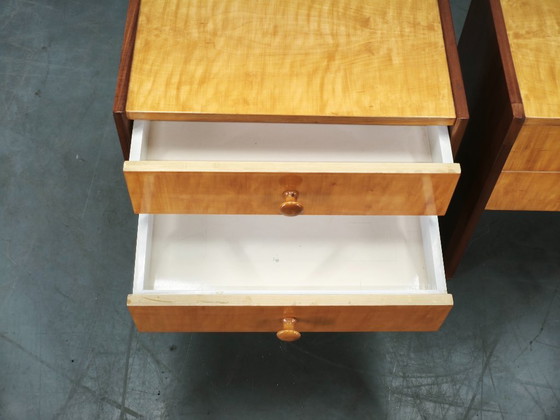Coppia di comodini cecoslovacchi Mid-Century Modern, anni '70, Legno, Marrone, Mid Century Modern (foto 10 di 15)