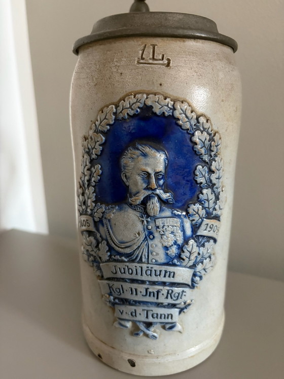 Boccale da birra tedesco da collezione, da 1 litro, Accessori da tavola, Ceramica, Grigio (foto 2 di 10)