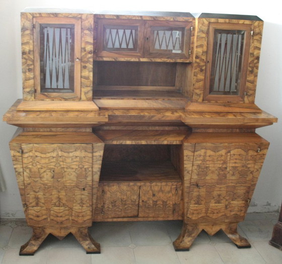 Image 1 of Crédence Art Déco en Bois d'Olivier, Ministre Bottai, Italie, 1933 Design