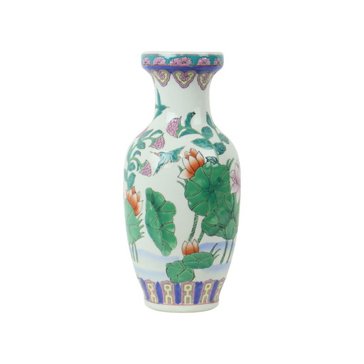 Vase chinois vintage Nénuphars Porcelaine