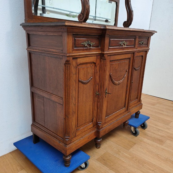 Image 1 of Antique Vintage country sideboard wall cabinet mirror cabinet