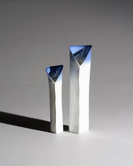 Image 1 of Johan van Loon x Rosenthal Studio-Line Glossy Paper Porcelain Vase Duo Maritime