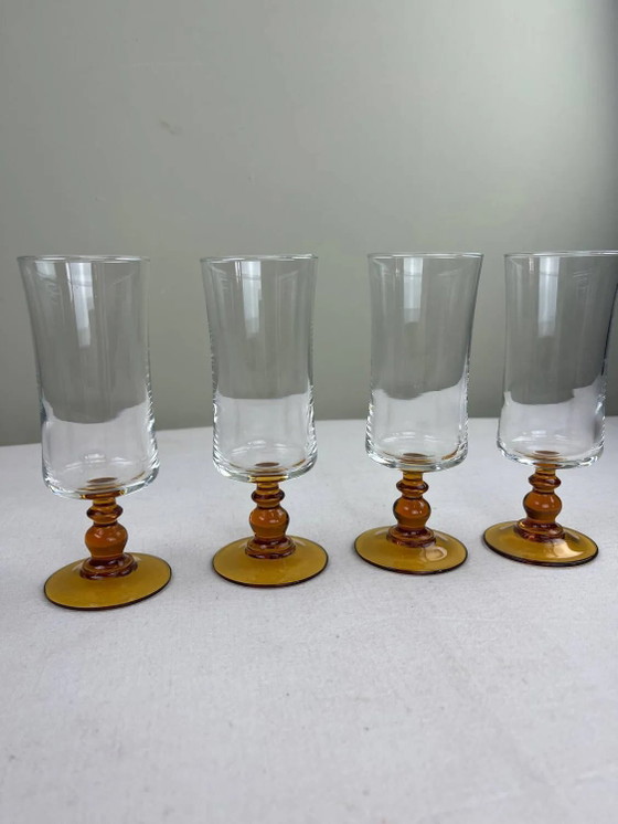 Bicchiere ambrato con stelo – Bicchieri e caraffe, Crystal, Glass, Vintage (photo 3 of 7)