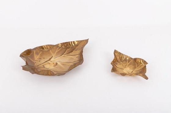Image 1 of Juego de cuencos decorativos de latón con forma de hoja, Italia