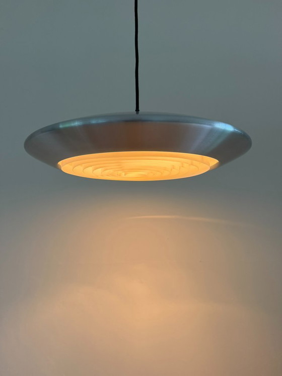 Vintage Zeldzame Fog & Morup Diskos - Jo Hammerborg - Deense Design Lamp – Fog & Mørup, Hanglampen, Aluminium (photo 2 of 11)
