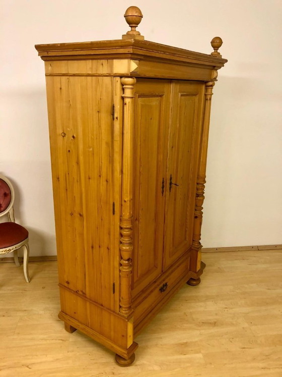 Image 1 of Softwood wardrobe, farmhouse wardrobe, antique wardrobe, Gründerzeit wardrobe, country-style wardrobe, hall wardrobe circa 1890
