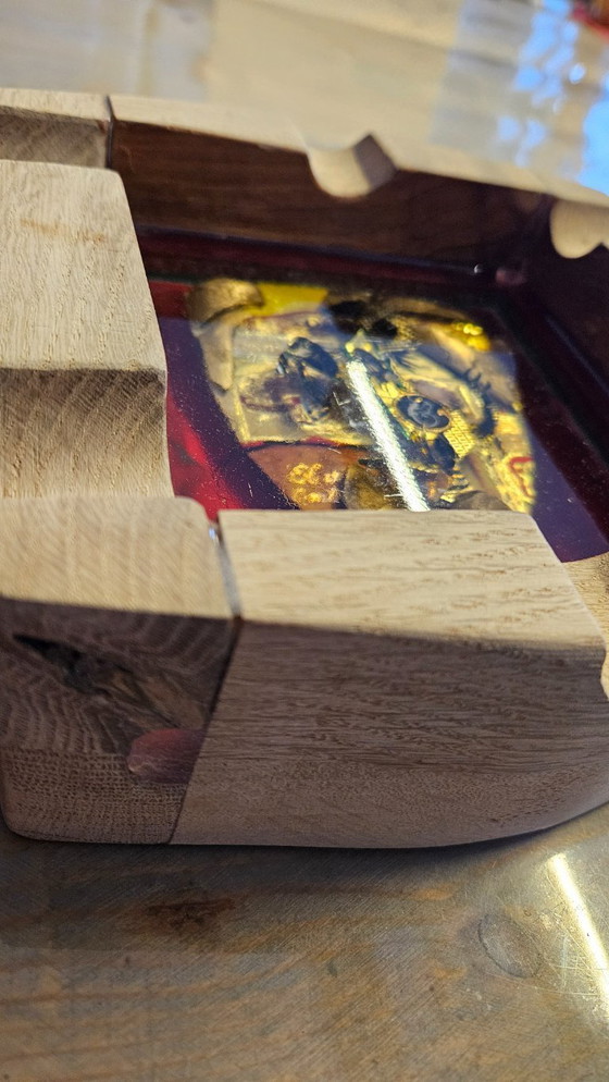 Image 1 of Exclusive Artequi "Ferrari Tribute" Ashtray – Handcrafted from Thin Oak & Epoxy – 1947 Heritage Edition