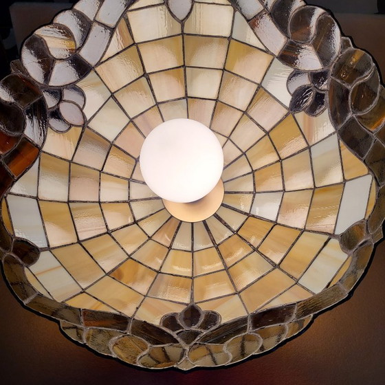 Image 1 of Kleurrijke vintage Tiffany hanglamp, Honsel Leuchten