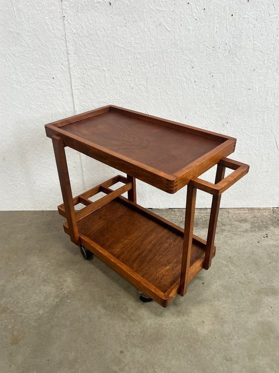 Vintage Wooden Trolley / Bar Cart, Amsterdam School (photo 17 of 21)