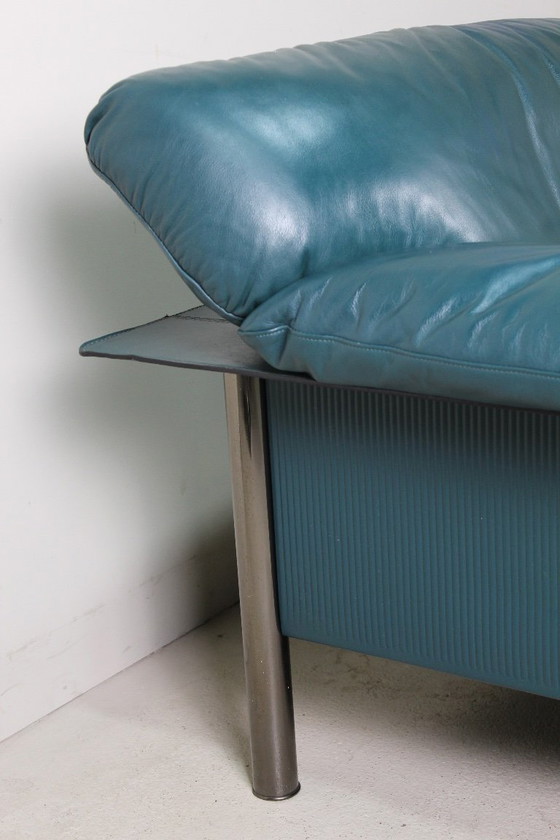 Image 1 of Divano vintage in pelle blu di design italiano