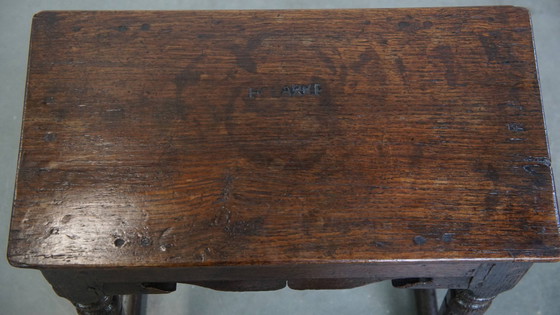 Image 1 of Antique English oak joint stool/ stool/ side table from the 17th century