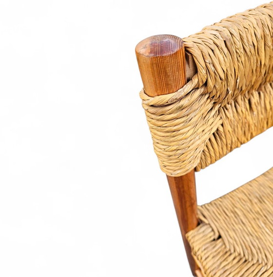 2 x pine wood woven reed dining chairs / France 1950s (photo 13 of 40)