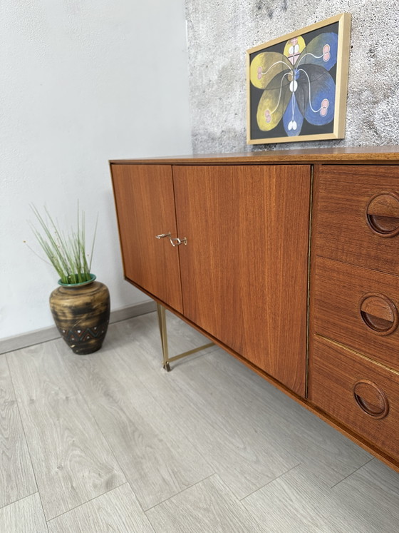 Midcentury teak sideboard chest of drawers brass Fristho, 50s 60s – Wood (photo 3 of 15)