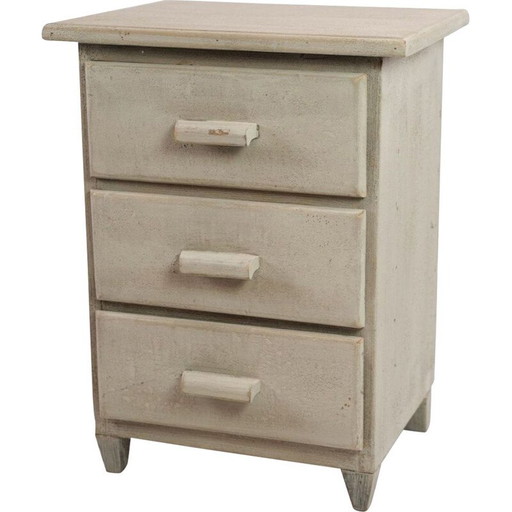 Commode Vintage Gustavienne peinte en gris avec 3 tiroirs, années 1850