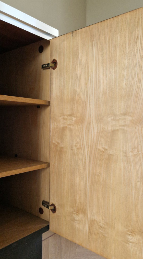 Dressoir, wandmeubel, De Coene, brutalistisch design, zwart eiken, 1970s, België – Aluminium (photo 9 of 13)
