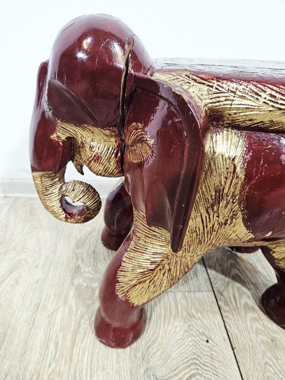 Taburete auxiliar de elefante antiguo, siglo XIX (photo 9 of 15)
