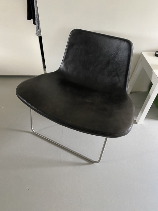 Hay Ray Lounge Chair Zwart Leer