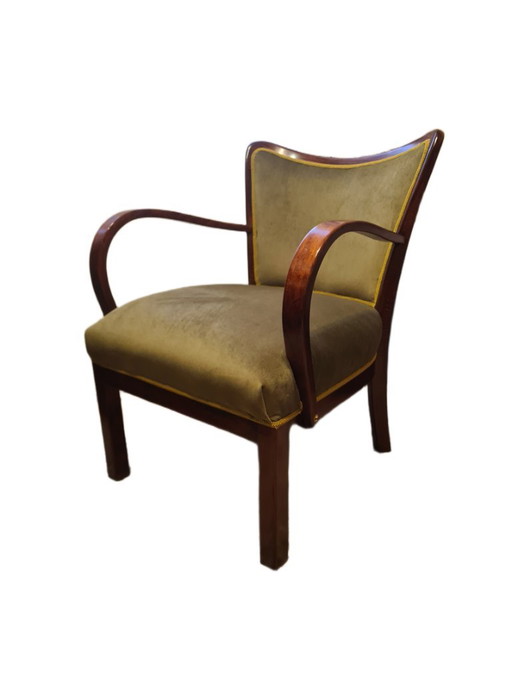 Poltrona Art Déco polacca in faggio, anni '30 – fauteuils, Velvet, Wood