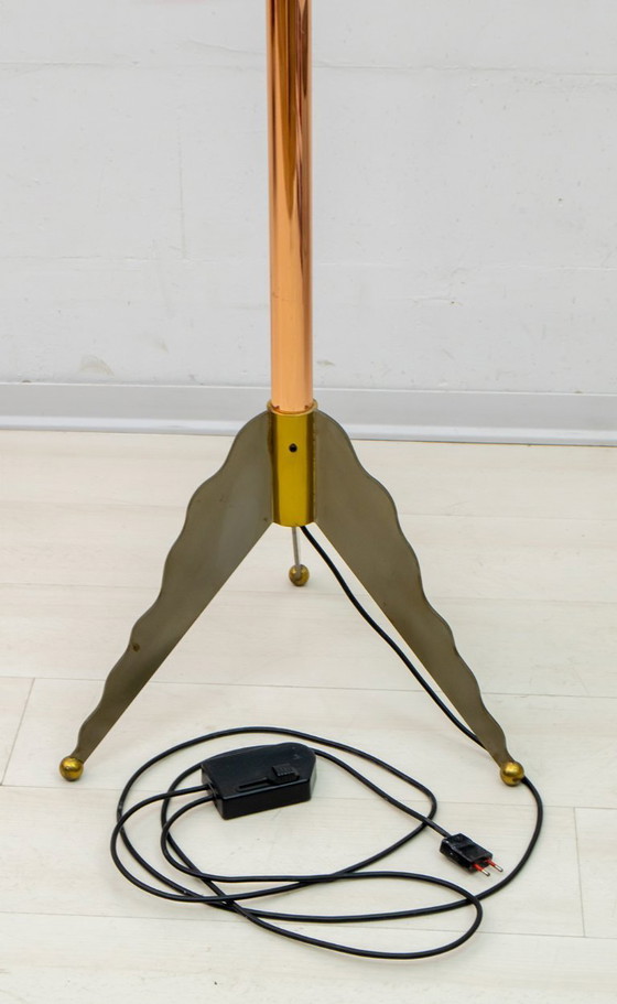 Image 1 of Lampada da terra in vetro di Murano e ottone, anni '80, Relco Milano, Modernista italiano