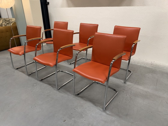 6 Leolux Freyr Chaise de salle à manger Cuir orange, Chaises de salle à manger (photo 7 sur 12)