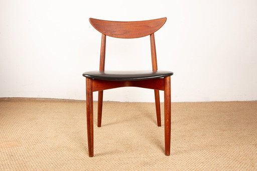 Set of 4 Danish dining chairs in teak and Skai by Peter Hvidt and Orla Molgaard-Nielsen 1960.
