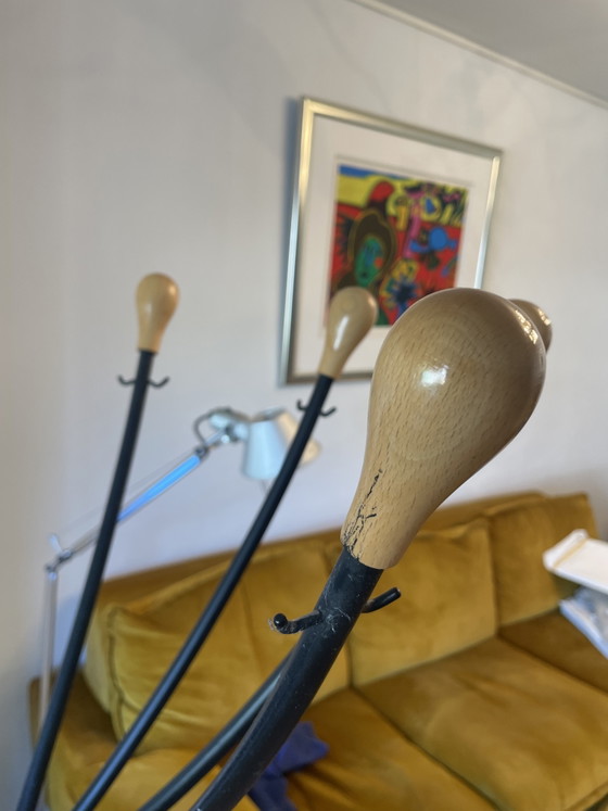 Original Zanotta Octopus Garderobenständer Schwarz – Kleiderständer, Chrome, Wood (photo 7 of 7)