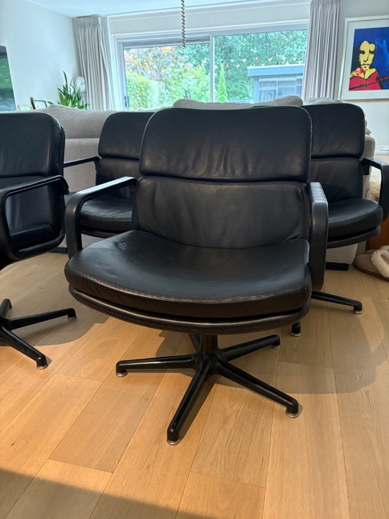 4 x Artifort F141 Swivel Armchair Geoffrey Harcourt – Leather (photo 4 of 16)